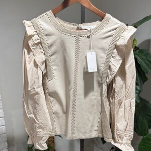 MELISSA NEPTON Cream Ruffled Blouse